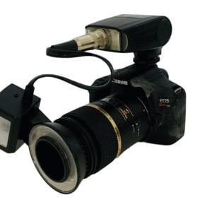 A camera with an external flash