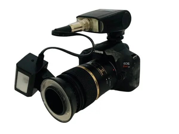 A camera with an external flash
